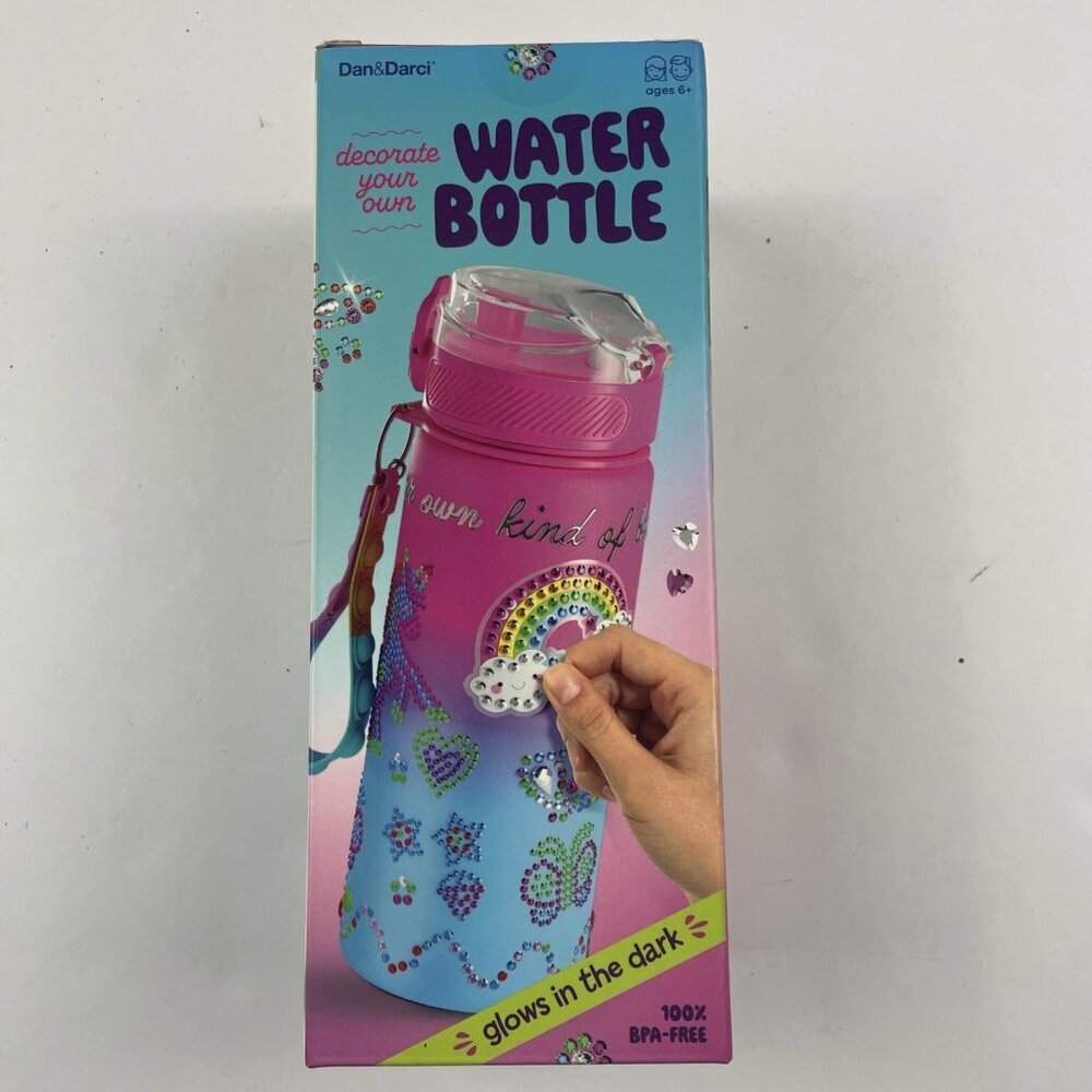 Dan&Darci Decorate Your Own Glow-in-The-Dark Water Bottle Small, Multicolored